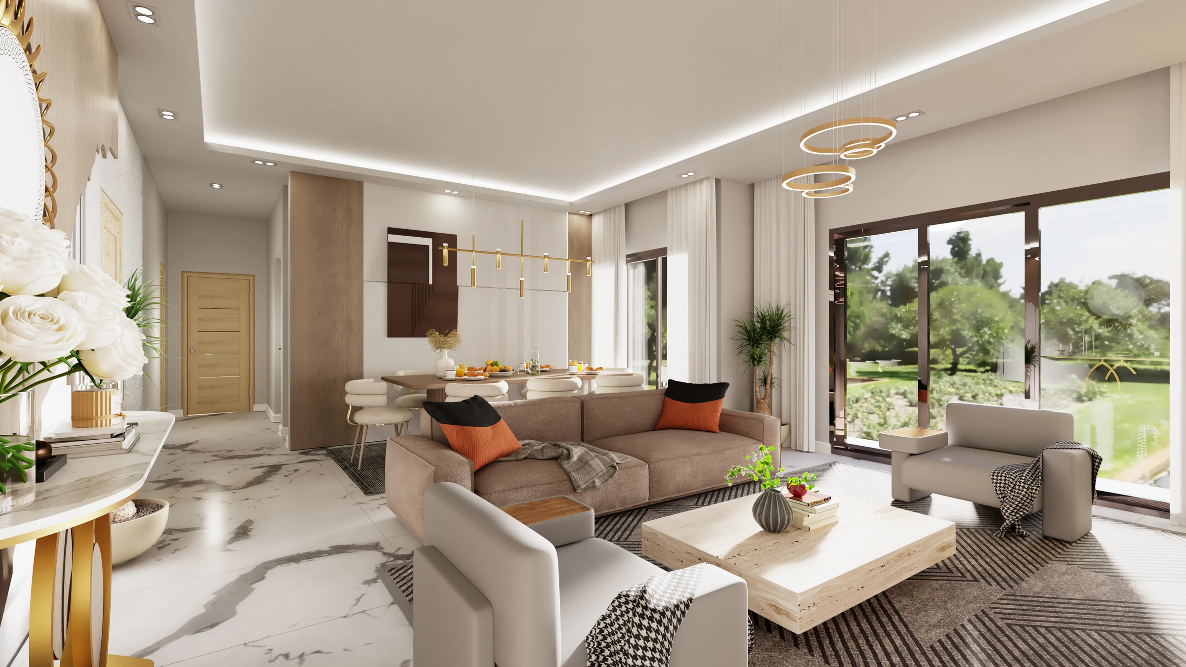 3 Bedroom Apartment interior at Royal Rotana Apartments